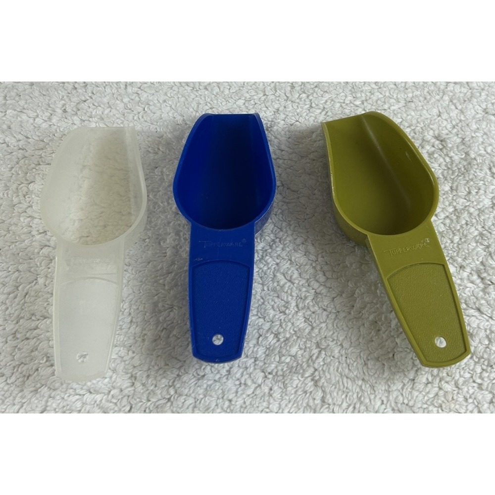 Vintage Tupperware Scoops #878 Green Blue Clear (Lot of 3) VGUC
